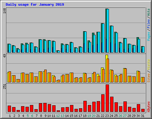Daily usage for January 2019