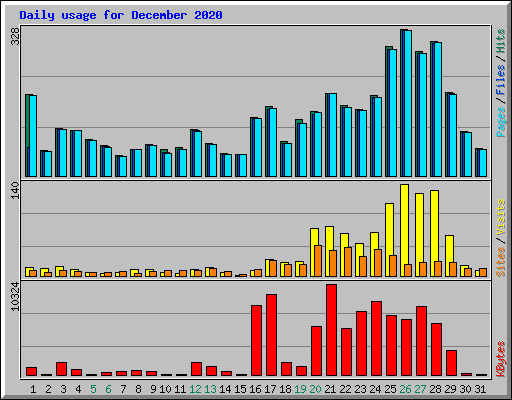 Daily usage for December 2020