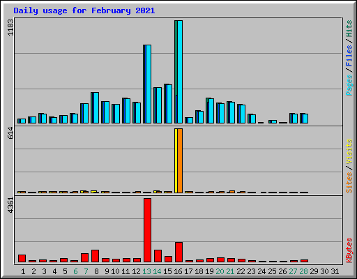 Daily usage for February 2021