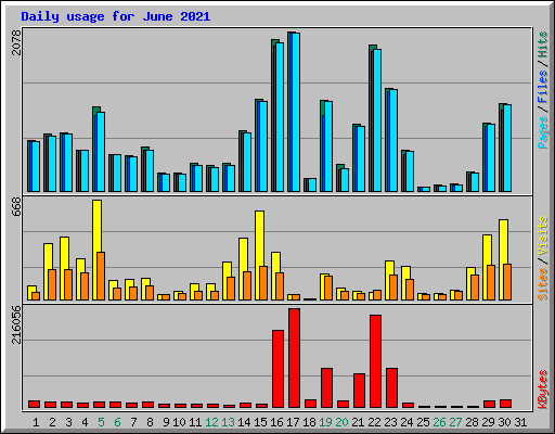 Daily usage for June 2021
